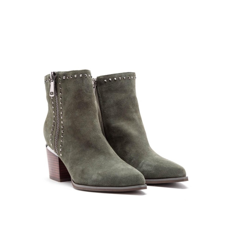 Bottines Alma En Pena Side Zippé Bootie Vert Olive Femme | QXY-17476484